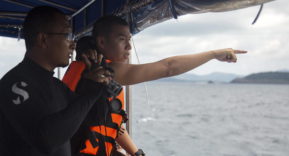 Rescuers survey the sea on the fourth day of rescue operation. Source: Getty