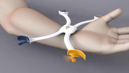 The Nixie wristband, which converts to a camera-equipped drone, is seen in this handout illustration. REUTERS/flynixie.com/Handout