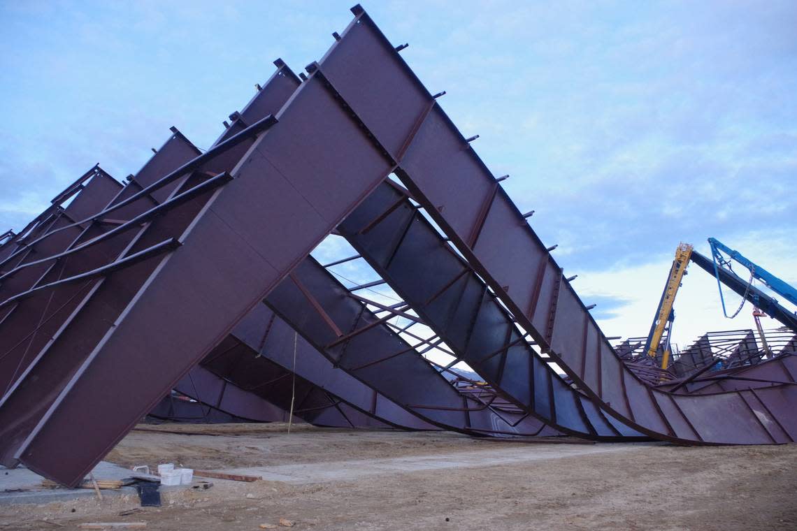 Employees told police they had concerns about the steel frame of an airplane hangar that collapsed in January. Several employees said the frame was bowing or bending, with one employee saying the overhead beams “looked like snakes.” Boise Police Department/Provided