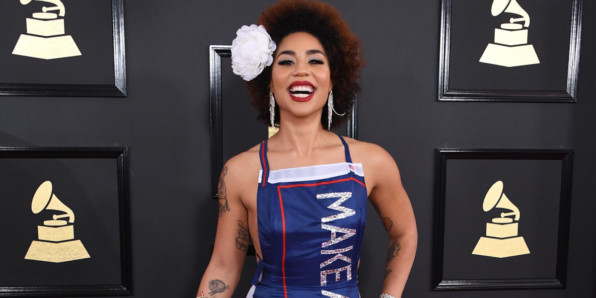 Joy Villa Wore a Trump-Themed Dress to the Grammy