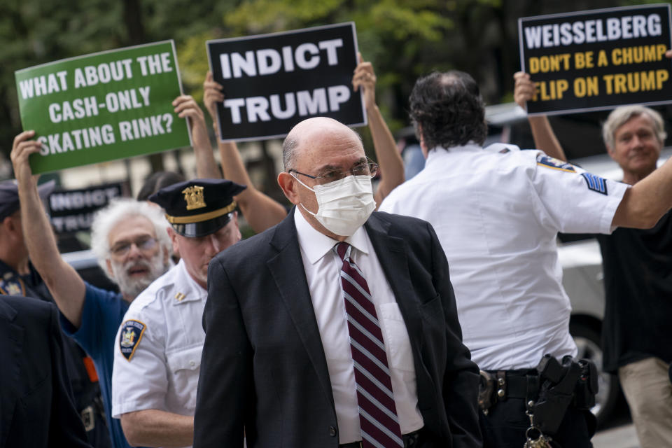 FILE - The Trump Organization's former Chief Financial Officer Allen Weisselberg arrives at court, Friday, Aug. 12, 2022, in New York. The Trump Organization is going on trial accused of helping some top executives avoid income taxes on compensation they got in addition to their salaries, like rent-free apartments and luxury cars. Weisselberg pled guilty to tax violations in a deal that would require him to testify about business practices at the former president's company. (AP Photo/John Minchillo, File)