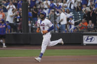 New York Mets' Starling Marte runs the bases after his first-inning home run during a baseball game against the Cincinnati Reds, Monday, Aug. 8, 2022, in New York. (AP Photo/Bebeto Matthews)