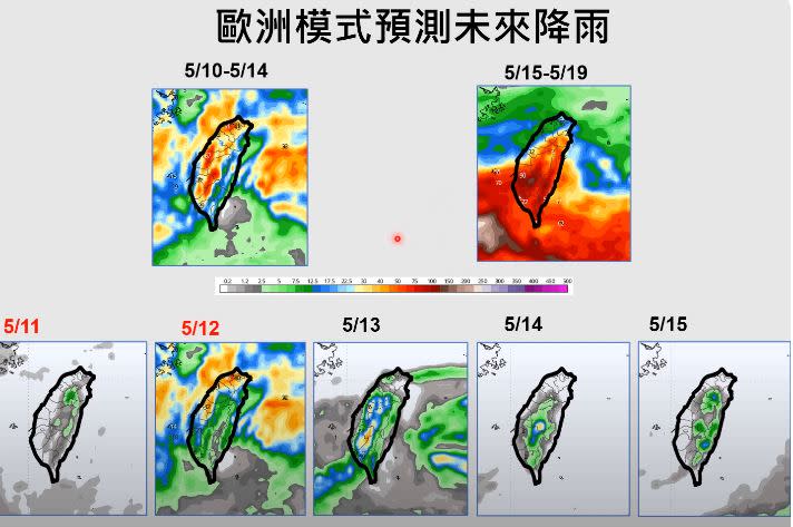 歐洲模式對台灣的降雨預測。（圖／翻攝自賈新興YouTube）