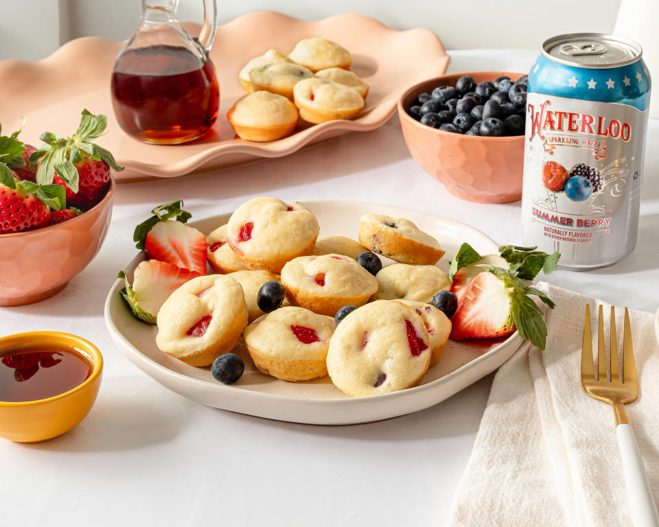 Summer Berry Pancake Mini Muffins/Waterloo Sparkling Water