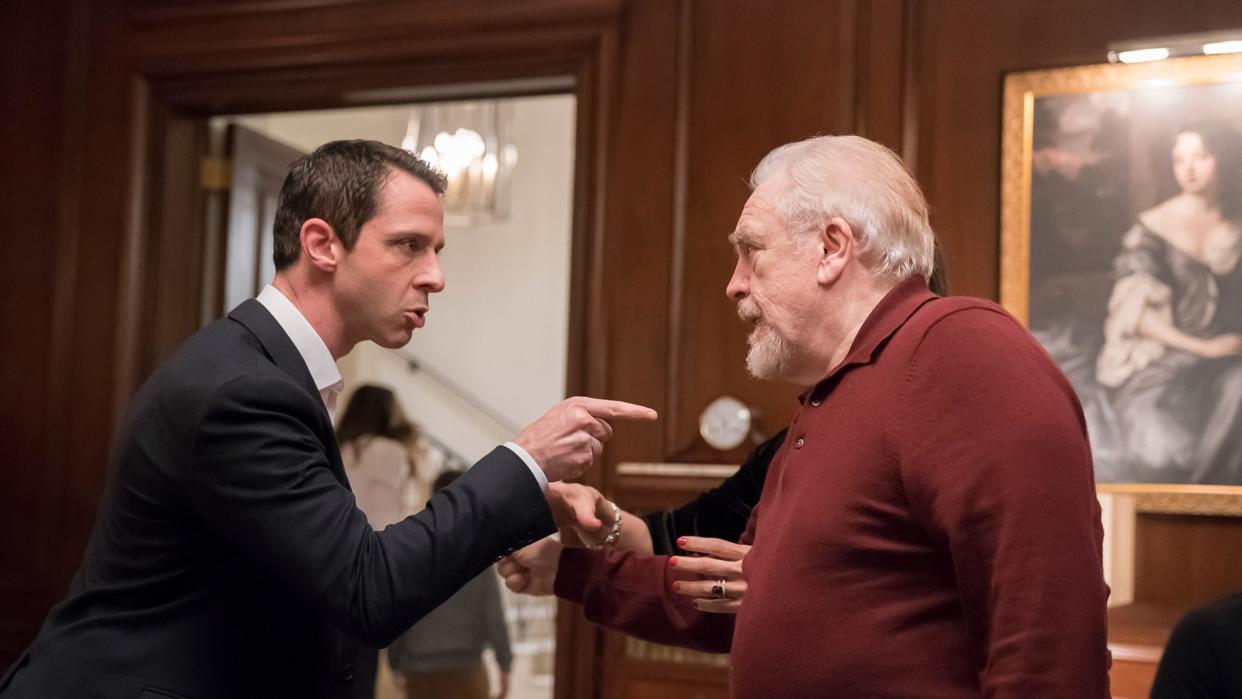 USA. Jeremy Strong and Brian Cox  in a scene from the ©HBO TV show: Succession -season 1 (2018).   Plot: The Roy family is known for controlling the biggest media and entertainment company in the world. However, their world changes when their father steps down from the company.  Ref:  LMK106-J6946-051120 Supplied by LMKMEDIA. Editorial Only. Landmark Media is not the copyright owner of these Film or TV stills but provides a service only for recognised Media outlets. pictures@lmkmedia.com