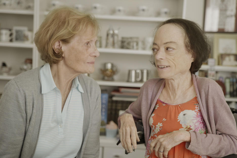 Liz Carr pictured with her mum Pat. (BBC)