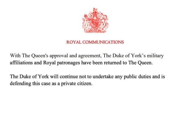 The statement issued by Buckingham Palace - Buckingham Palace