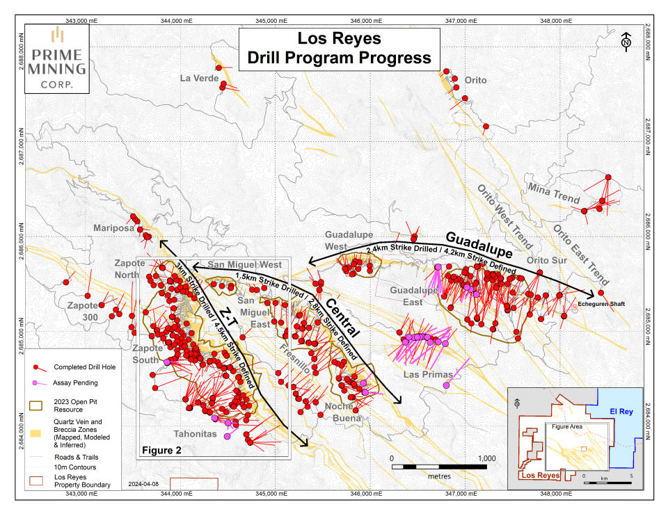 Figure 1 Los Reyes Drill Program Progress_Apr 2024