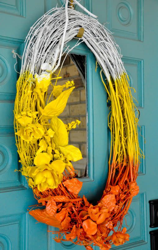 <p>In Between Laundry</p><p>You can use any sort of wreath when you follow this tutorial by <a href="http://inbetweenlaundry.blogspot.com/2011/10/candy-corn-wreath-upcycle.html?m=1" rel="nofollow noopener" target="_blank" data-ylk="slk:In Between Laundry;elm:context_link;itc:0;sec:content-canvas" class="link rapid-noclick-resp">In Between Laundry</a>!</p>