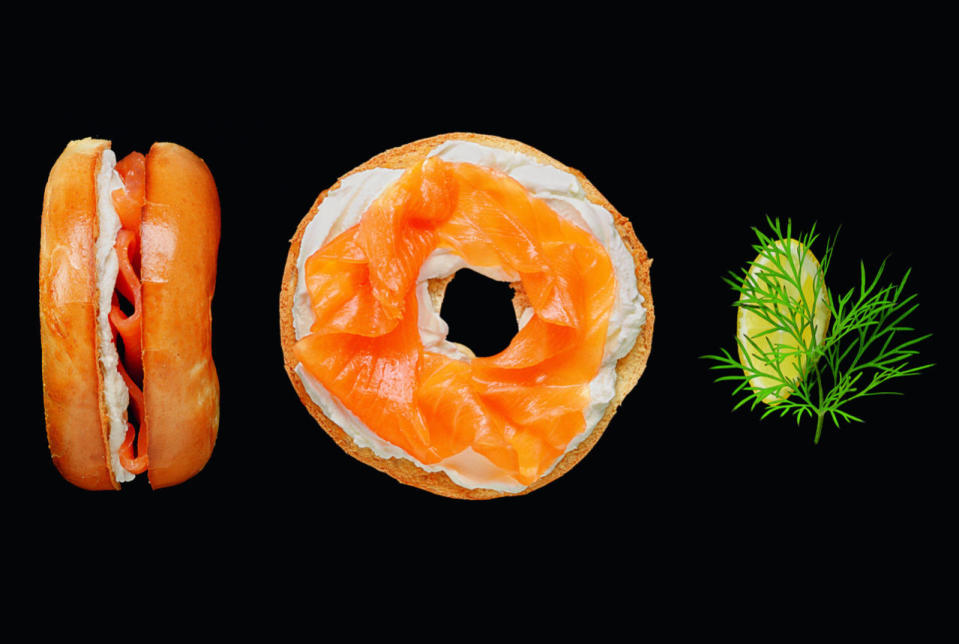 For breakfast, the cafe offers freshly-made salmon and cream cheese bagels. (Photo: Marks and Spencer)