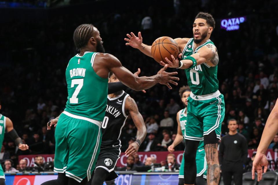 Jaylen Brown (7) and Jayson Tatum have the Celtics flying high.