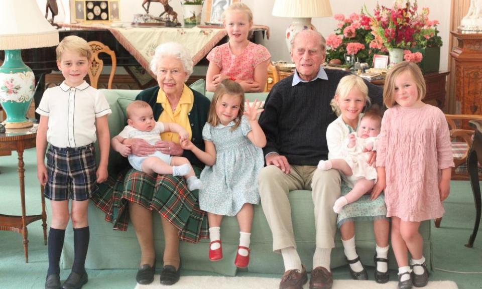 The Queen and the Duke of Edinburgh with several of their great-grandchildren.