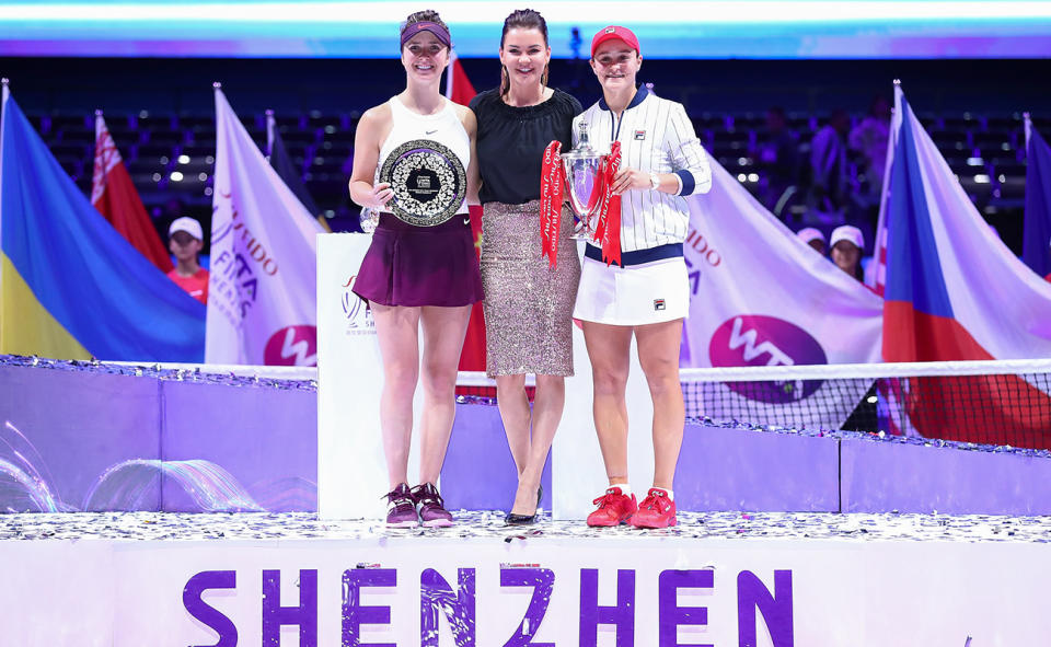 Ash Barty, pictured here after winning the last WTA Finals to be held in China in 2019.