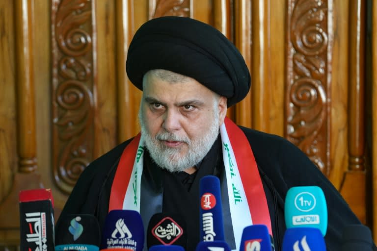 Iraqi cleric Moqtada Sadr, pictured at his home in the holy city of Najaf on July 20, 2023, retains a devoted following of millions among the country's majority Shiite Muslim population, and wields great influence over Iraqi politics (Qassem al-KAABI)