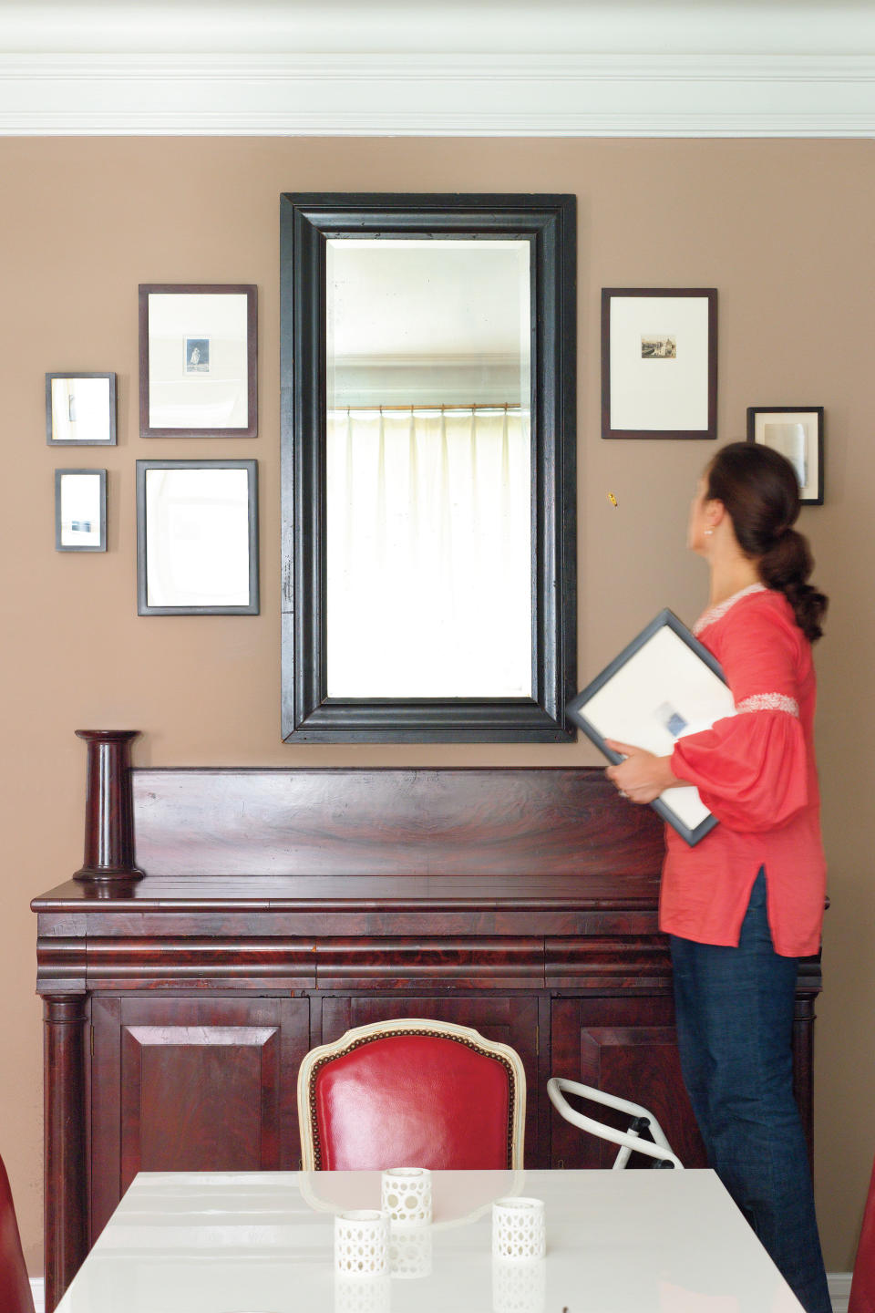 Hang a Mirror and Framed Photographs