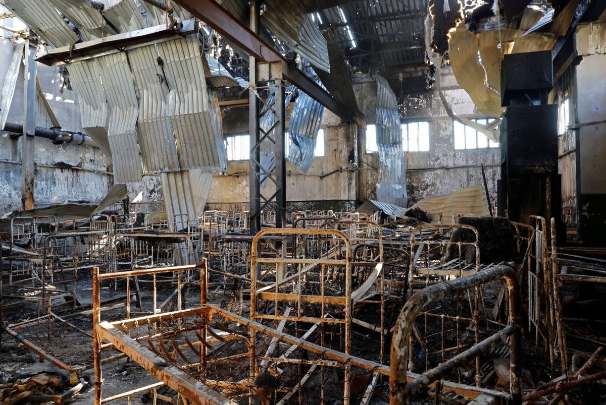 The prison building which was damaged by shelling in Olenivka (Alamy)