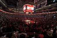 May 21, 2016; Toronto, Ontario, CAN; A general view of the arena as the anthems are played prior to Toronto Raptors hosting Cleveland Cavaliers in game three of the Eastern conference finals of the NBA Playoffs at Air Canada Centre. Mandatory Credit: Dan Hamilton-USA TODAY Sports