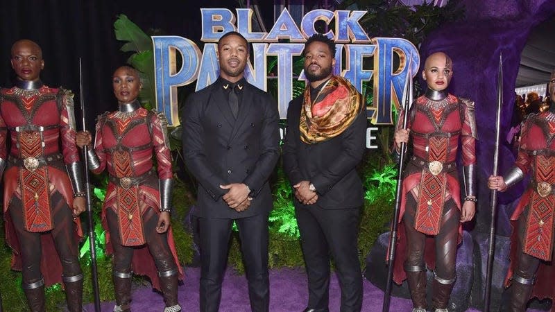 Michael B. Jordan and Ryan Coogler at the premiere of their third film, Black Panther.