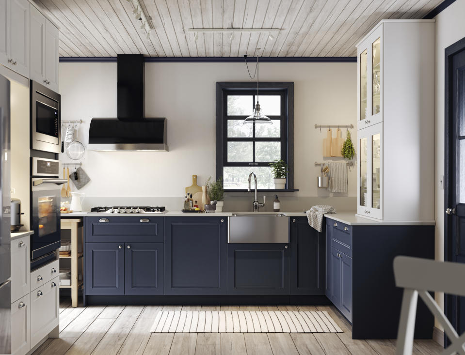 <p> Blue kitchen ideas have come to prominence in recent years, loved for their timeless charm and versatility. Enter Scandinavian blue. </p> <p> 'One-color is particularly linked with Scandinavian design. Scandinavian blue is a muted blue that's been blended with gray to give it a desaturated, toned-down look and it can be found all over the house. In a Scandi kitchen, I think it looks best as cabinet paint. With a square white tile backsplash and a gray wood kitchen island table,' says Zaeem Chaudhary. </p>