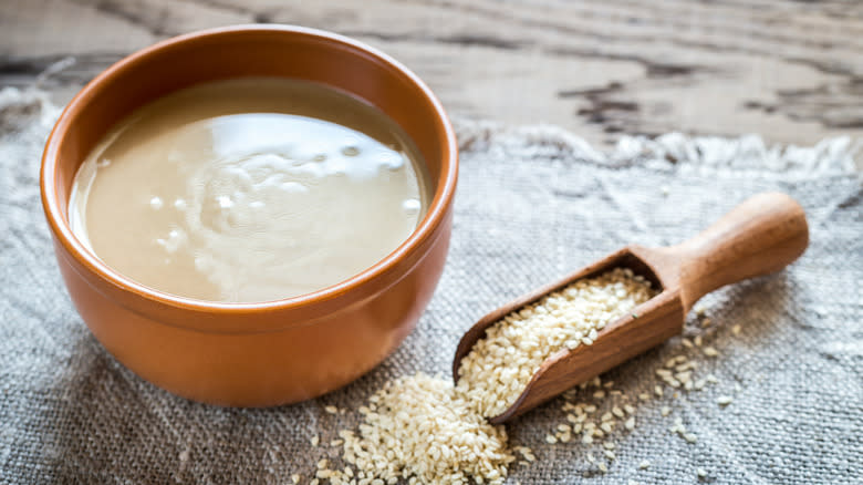 tahini with sesame seeds