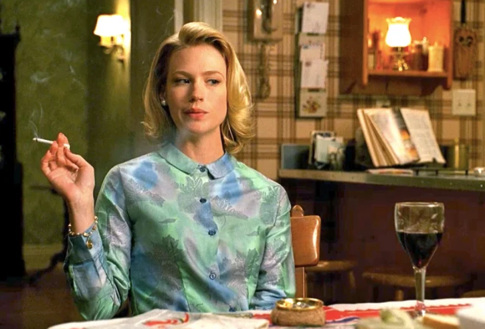 Though still bad, at least classic smokers like Betty Draper of ‘Mad Men’ don’t assault your eyes and nose as much as some vape flavours do (AMC)