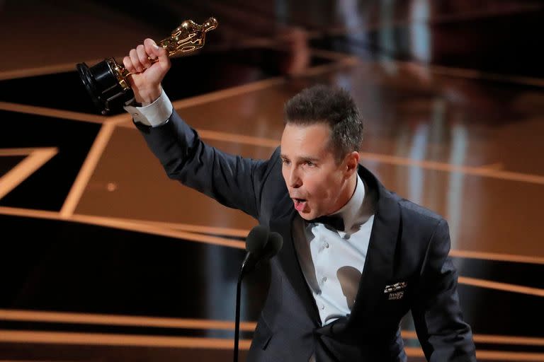 Sam Rockwell al obtener el Oscar por el film Tres anuncios por un crimen