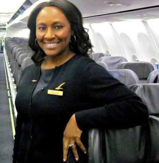 Hero flight attendant Shelia Fedrick saved a young girl from people-smugglers when her gut instinct kicked in on a US flight. Picture: Facebook