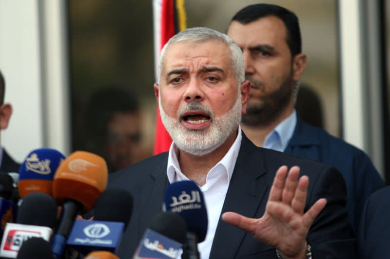 Hamas Chief Ismail Haniyeh said Tuesday that the group was “close to reaching a truce agreement” with Israel to halt the fighting. File Photo by Ismael Mohamad/UPI