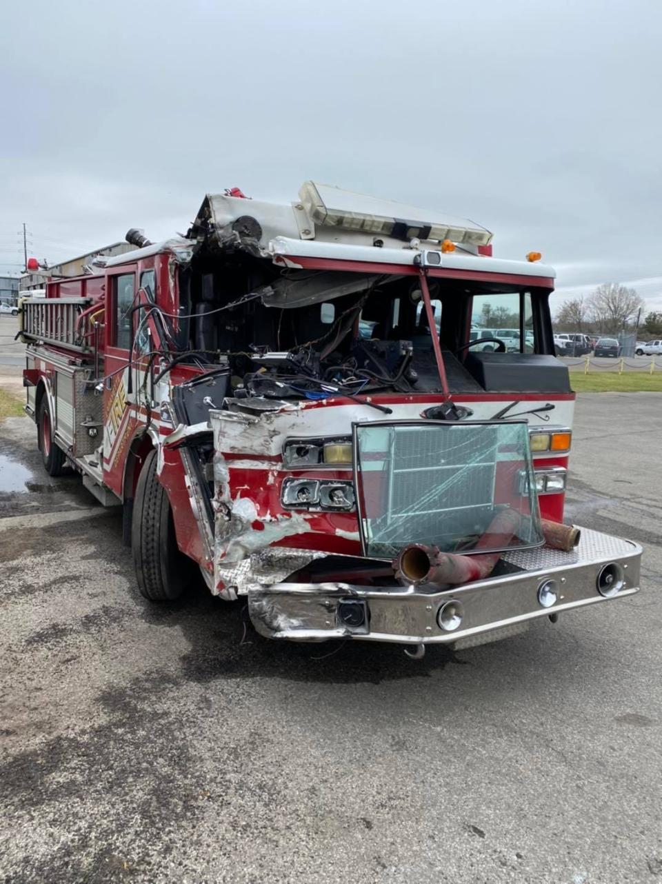 A Lafayette Fire truck was hit by an 18-wheeler on March 10, 2022, while assisting at the scene of a car crash on Interstate 10.