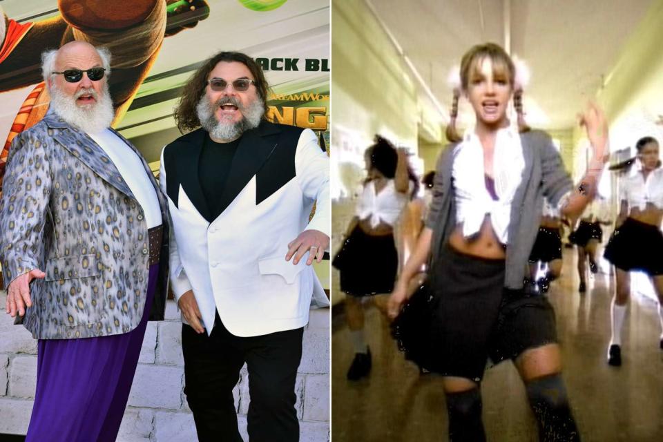 <p>Araya Doheny/WireImage</p> Jack Black and Kyle Gass (left) and Britney Spears (right)