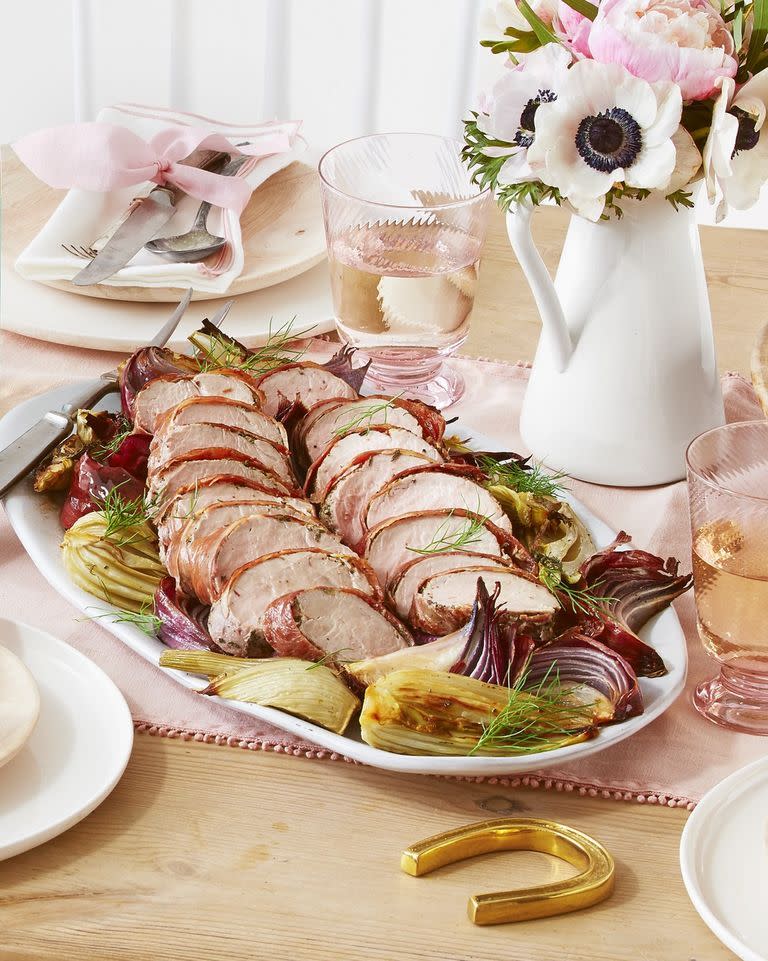 Prosciutto-Wrapped Pork Tenderloin with Roasted Fennel