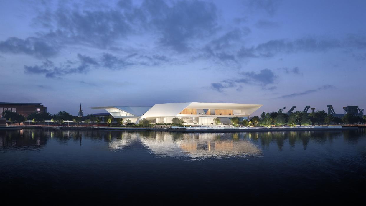 A rendering of the proposed new Museum of Science and History facility on the Jacksonville Shipyards site, estimated to cost at about $100 million.