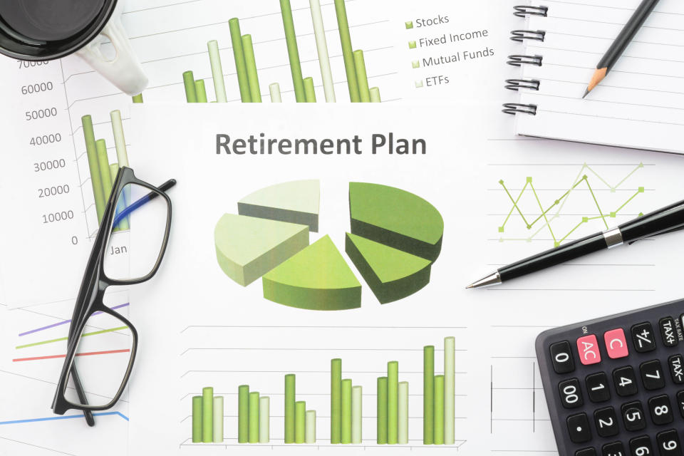 Retirement plan chart and portfolio.