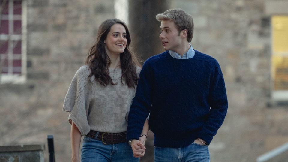 Meg Bellamy and Ed McVey hold hands as young Kate and Prince William