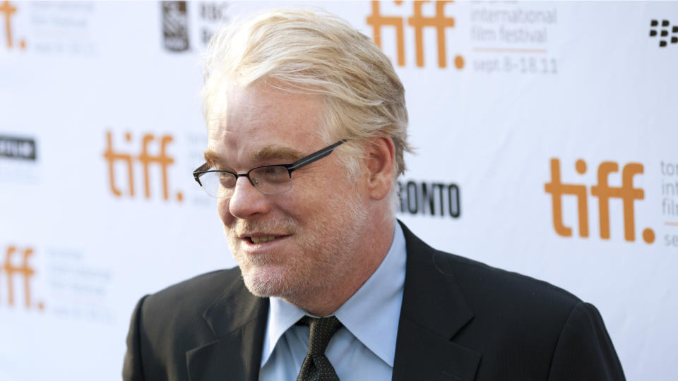 Philip Seymour Hoffman arrives at the 2011 Toronto International Film Festival for the screening of "Moneyball" on September 9th 2011 in Toronto