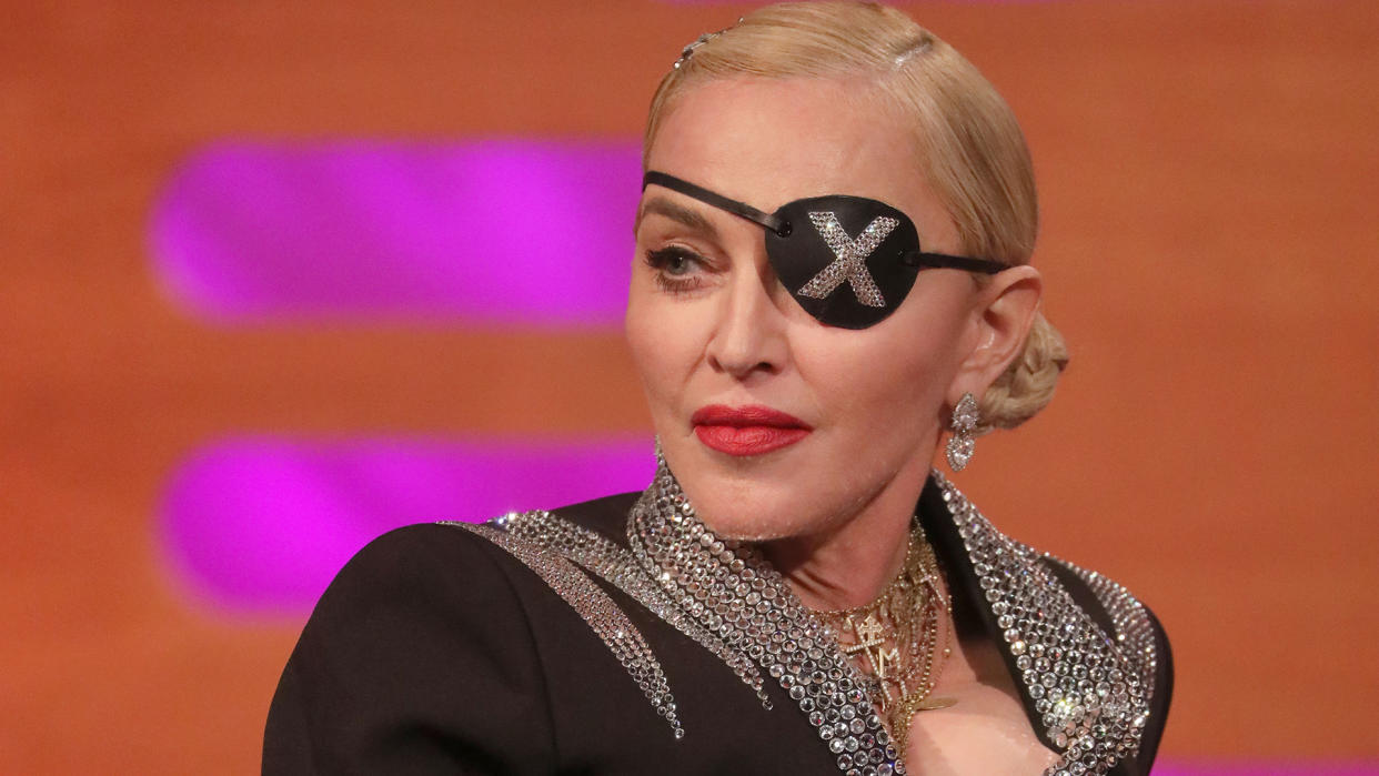 Madonna during the filming for 'The Graham Norton Show' at BBC Television Centre (Credit: PA)