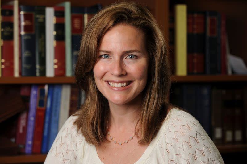 Judge Amy Coney Barrett poses in an undated photograph obtained from Notre Dame University
