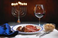 <p>For another meaty Hanukkah main course, prepare this brown-sugar-glazed corned beef. This recipe plays with notes of sweet and savory and pairs well with latkes and applesauce. </p> <p><a href="https://www.thedailymeal.com/recipe/brown-sugar-glazed-corned-beef?referrer=yahoo&category=beauty_food&include_utm=1&utm_medium=referral&utm_source=yahoo&utm_campaign=feed" rel="nofollow noopener" target="_blank" data-ylk="slk:For the Brown Sugar Glazed Corned Beef recipe, click here.;elm:context_link;itc:0;sec:content-canvas" class="link ">For the Brown Sugar Glazed Corned Beef recipe, click here. </a></p>