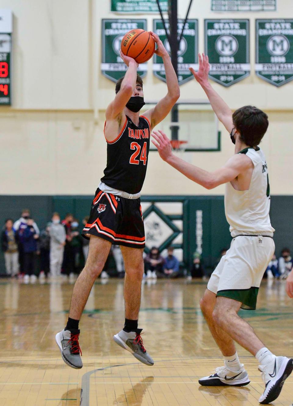 Taunton's Matt Small takes a shot during Friday night's game against Mansfield.