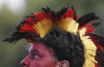 BERLIN, GERMANY - JUNE 13: A German soccer fan reacts during the match of their team's second match during the UEFA EURO 2012 group B match between Netherlands and Germany at a public viewing zone called 'fan mile' near the Brandenburg Gate on June 13, 2012 in Berlin, Germany. Germany won 2:1 versus Netherlands. (Photo by Andreas Rentz/Getty Images)