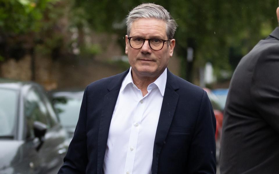 Sir Keir Starmer, the Labour leader, is pictured this morning as he left his London home