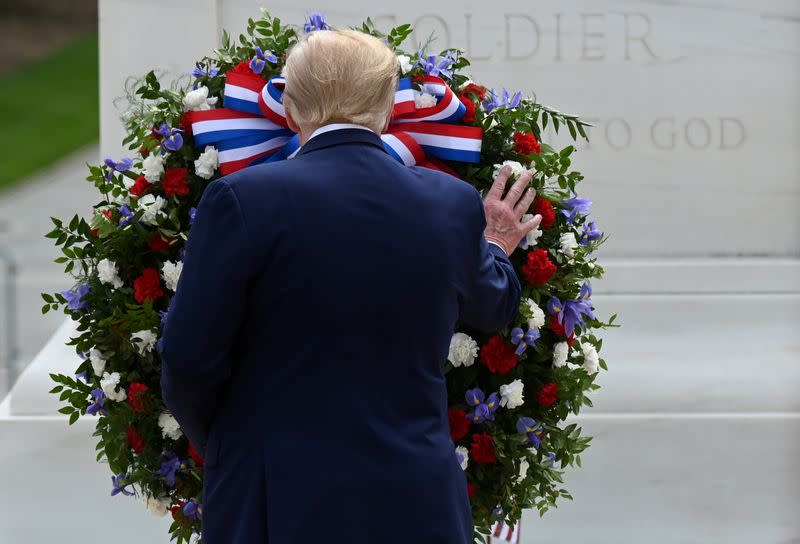 U.S. President Donald Trump visits Arlington National Cemetery on Memorial Day in Washington