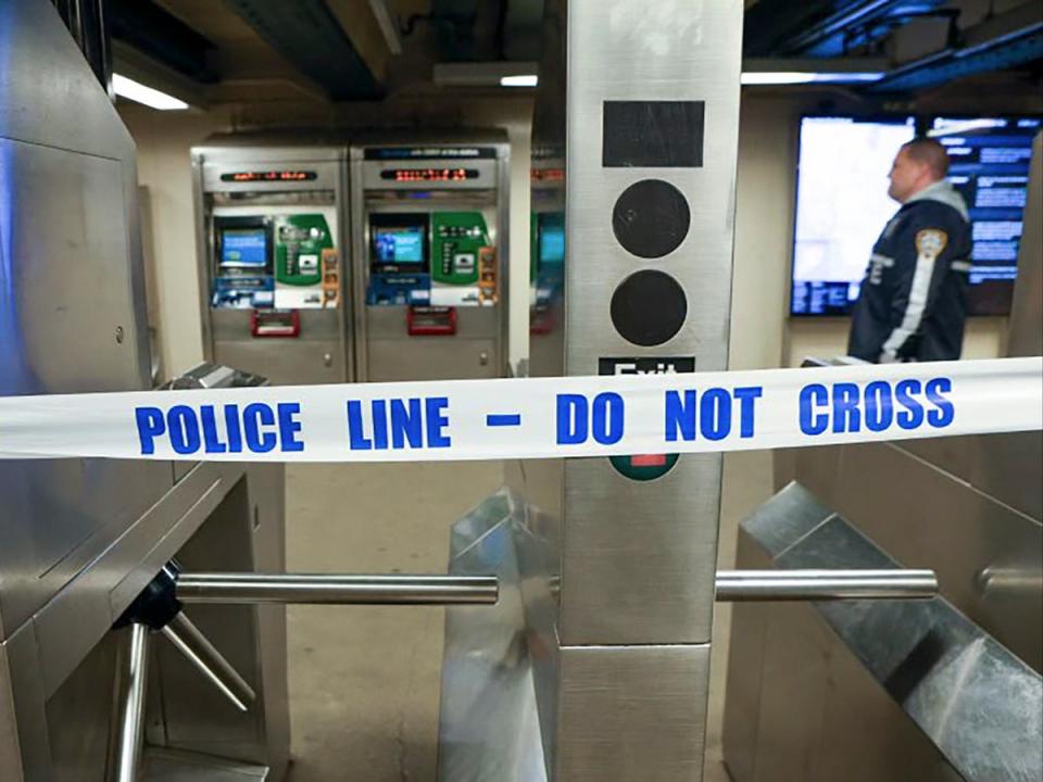 Police tape closes off Mount Eden Avenue station in New York City on 12 February 2024 (AP)