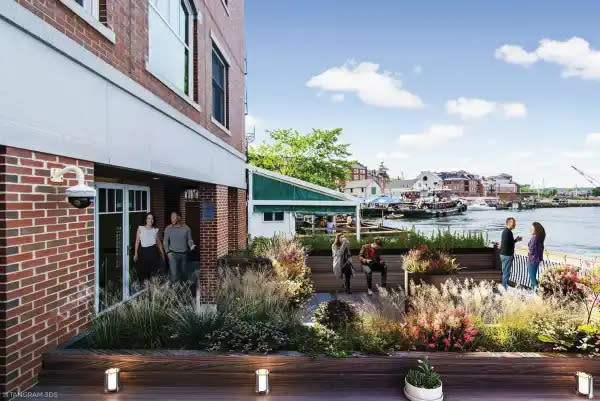 A view of the public access deck adjacent to the Piscataqua River at Portsmouth Martingale Wharf which is being provided by developer Mark McNabb