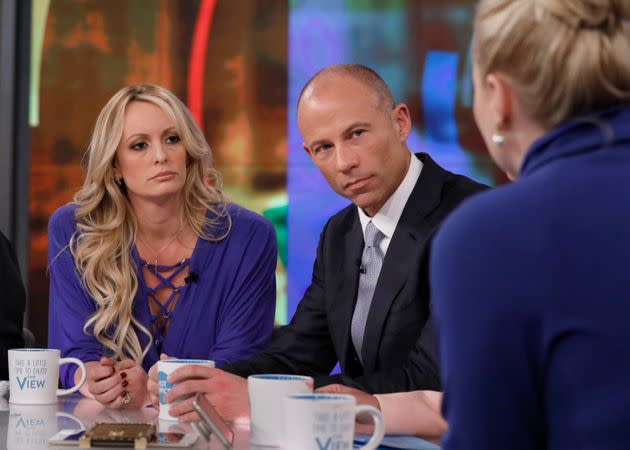 Stormy Daniels and Michael Avenatti on the set of 