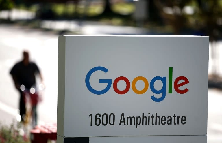 The new Google logo is displayed on a sign outside of the Google headquarters on September 2, 2015 in Mountain View, California