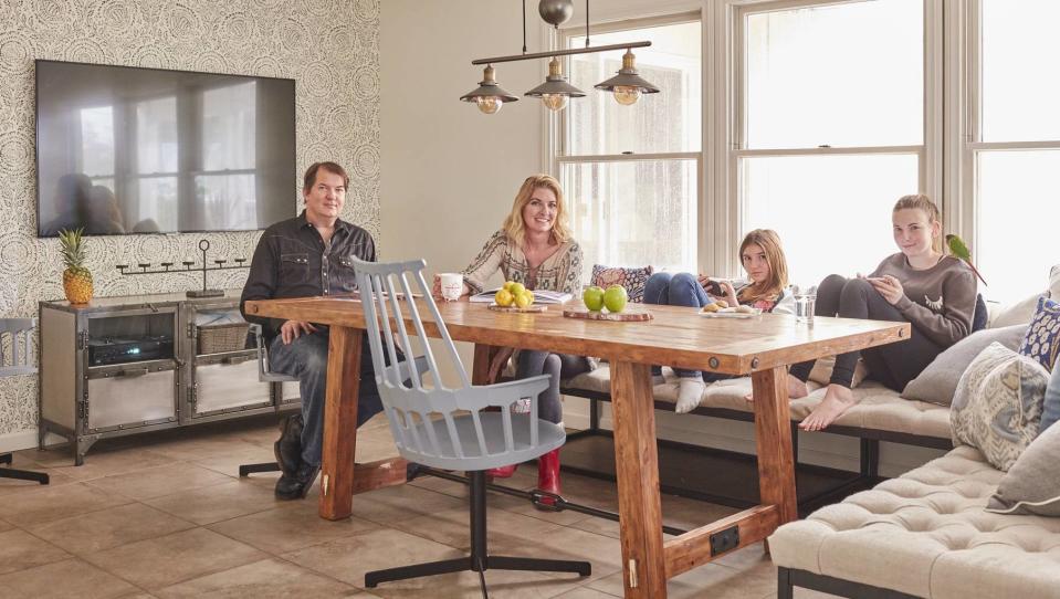 The Springer family—Jeff, Denise, Josephine and Daisy—in the dining room of the home they bought last summer in La Cañada Flintridge, Calif.