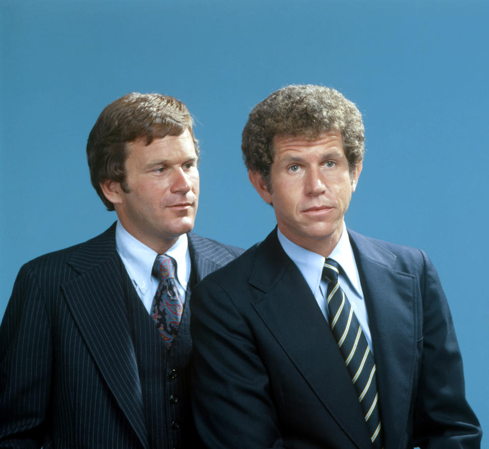 Before Ronald McDonald came along, Squire Fridell, left, had a regular role on the 1977 drama <em>Rossetti and Ryan </em>opposite Tony Roberts. (Photo: Courtesy Everett Collection)