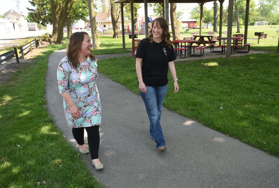 Amanda Sharp of Pressed Rose, left, and Jamie Hunter of The Rusty Cup Coffee Shop, are Ida business owners. The women are starting Ida Farmers Market in June.