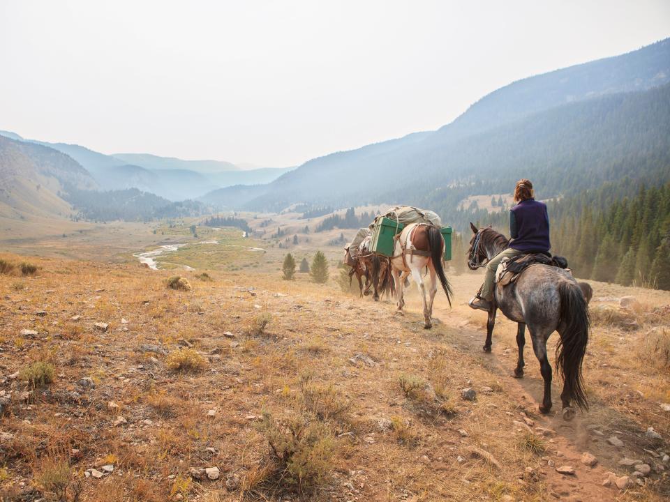 people horseback riding in tetons